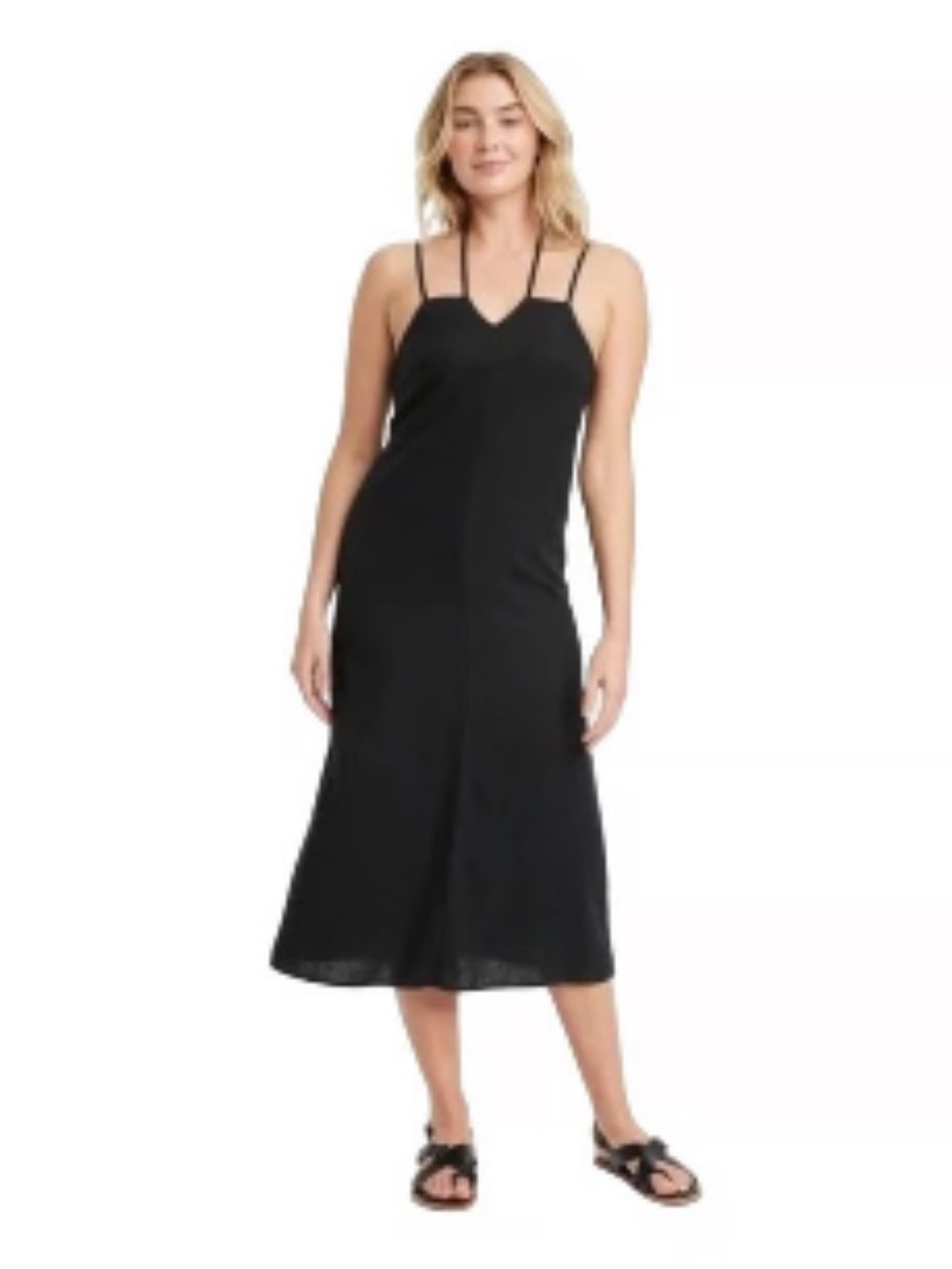Universal Thread Black Spaghetti-Strap Midi Slip Dress